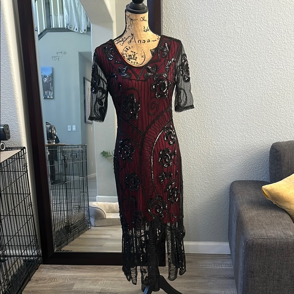Elegant Black and Red Women's Dress